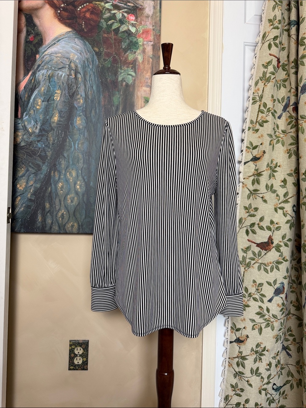Ann Taylor Factory Eclectic Striped Long Sleeve Women’s Blouse - Black/White